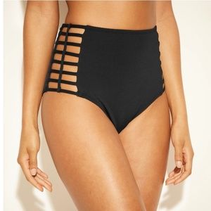 Mossimo strappy caged black swim bikini bottom LXL
